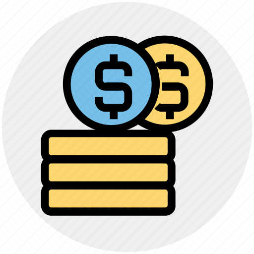 Cash, coins, coins with dollar sign, currency, dollar, dollar sign, money icon - Download on Iconfinder