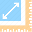 arrow, corner, extend, extended, measure, ruler, scale 