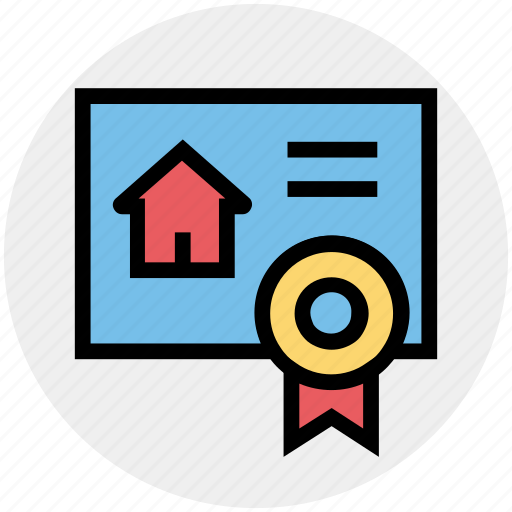 Contract, document, house, house paper, property paper, real estate, ribbon icon - Download on Iconfinder