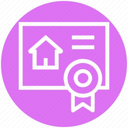 Contract, document, house, house paper, property paper, real estate, ribbon icon - Download on Iconfinder