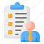 requirements, task, list, checklist, clipboard, avatar, businessman 