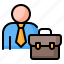 businessman, employee, worker, avatar, internship, briefcase, job 