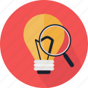 bulb, detective, idea, invention, magnifying glass, search, zoom