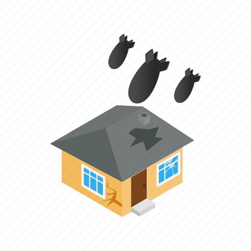 Bomb, bombing, conflict, crisis, house, isometric, war icon - Download on Iconfinder