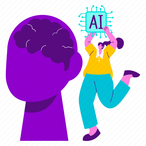 Artificial intelligence chip, processor, brain, microchip, head, artificial intelligence, technology illustration - Download on Iconfinder