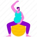 pregnant women doing exercise, pregnancy exercise, gym ball, yoga, pose, stretching, exercise, lifestyle, healthcare 