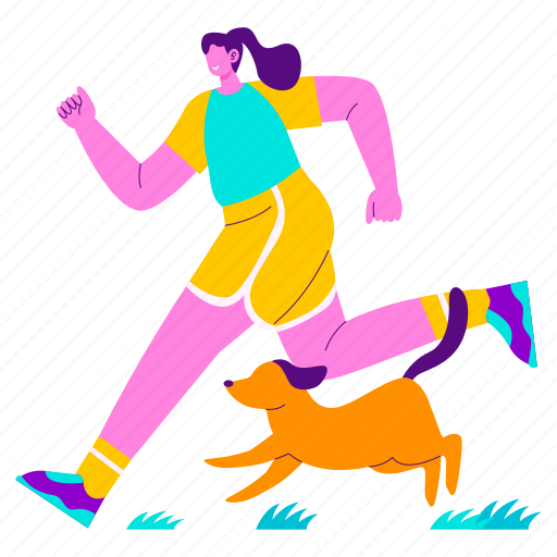 Running exercise, run, running, jogging, pet, dog, exercise illustration - Download on Iconfinder