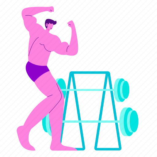 Bodybuilder, weightlifting, barbell, muscle, strong, athlete, fitness illustration - Download on Iconfinder