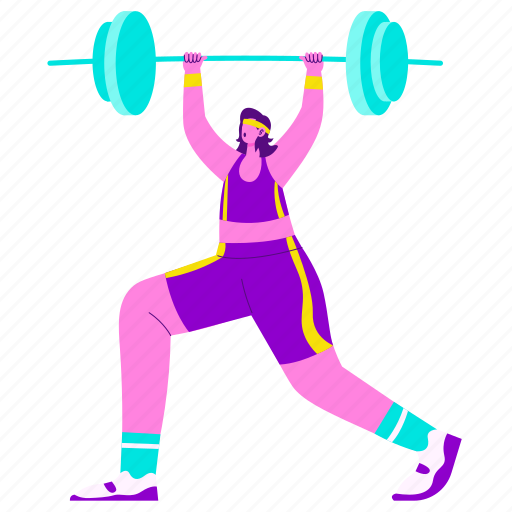 Weightlifter, deadlift, barbell, athlete, girl, muscle, fitness illustration - Download on Iconfinder