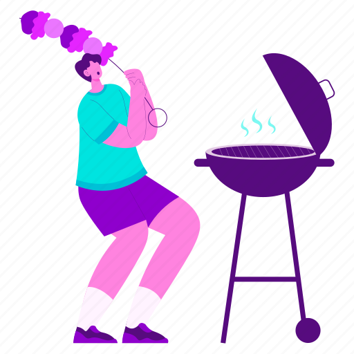 Bbq grill, barbecue, cooking, skewer, grilled, kitchen, chef illustration - Download on Iconfinder