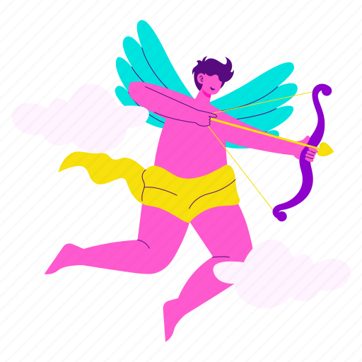 Cupid, angel, bow arrow, cute, flying, affection, romance illustration - Download on Iconfinder