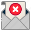 cancel, cross, envelope, mail, message, reject, remove 