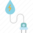 hydro, power, water, energy, ecology, green, drop, electricity, plug, icon
