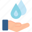 saving, water, drop, eco, ecology, hands, save, icon 