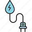 hydro, power, water, energy, ecology, green, drop, electricity, plug, icon 
