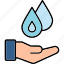 saving, water, drop, eco, ecology, hands, save, icon 