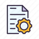 cogwheel, configuration, document, paper, report, setting 