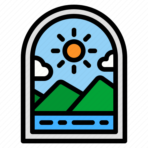 Mountain, panorama, sunset, view, window icon - Download on Iconfinder