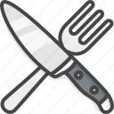 filled, fork, knife, outline, restaurant, service