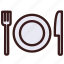 cutlery, fork, knife, plate 