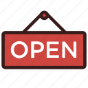 open, open tag, retail, shop, sign