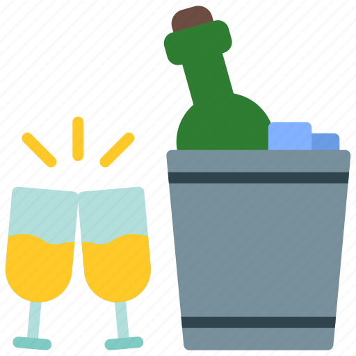 Champagne, bucket, ice, glass, cheers, restaurant icon - Download on Iconfinder