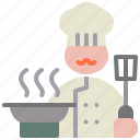 chef, cooking, restaurant, mustache, food, spatula