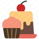 dessert, cake, muffin, pudding, cherry