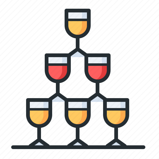 Celebration, wine, pyramid, glasses icon - Download on Iconfinder