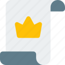 crown, paper, rewards, document
