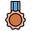 badge, copper, level, medal, reward 