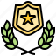 badge, guard, laurel, shield, wreath 