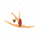 girl, gymnastics, jump, person, split, woman