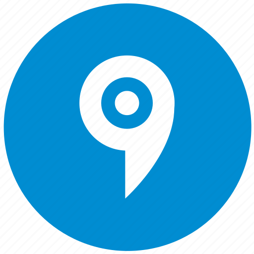 Blue, geo, location, pointer, round, tag icon - Download on Iconfinder