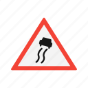 road, sign, road sign, slippery