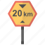 20 km, driving instructions, speed limit, traffic laws, traffic sign 