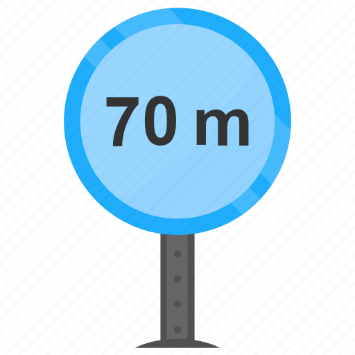70 m, minimum distance, road sign, traffic warnings, vehicle distance icon - Download on Iconfinder