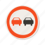 overtaking, prohibites, flat, icon, sign, road, traffic, transportation, highway 