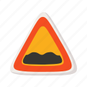 warning, potholes, flat, icon, sign, road, traffic, transportation, highway