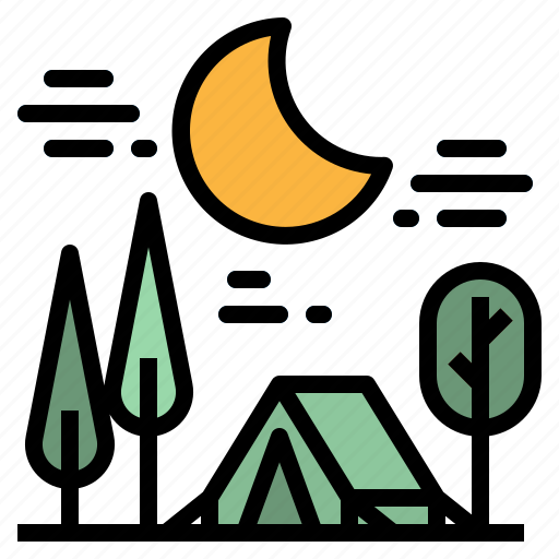 Forest, moon, night, tent, travel icon - Download on Iconfinder