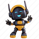 illustration, robot, peace, sign, machine, technology, 3d illustration, character, business 