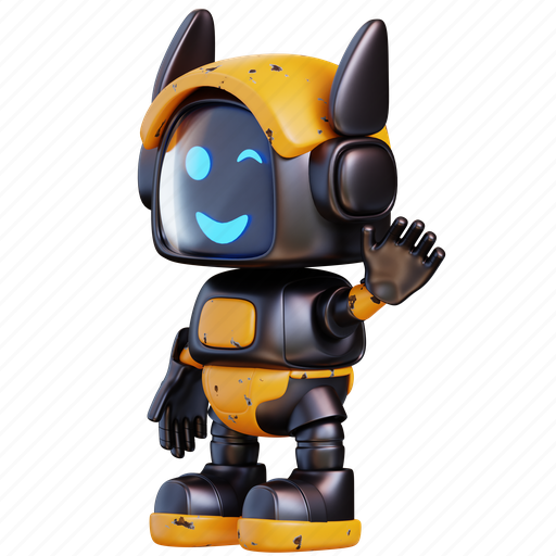 Illustration, robot, waving hand, machine, 3d illustration, character, artificial intelligence 3D illustration - Download on Iconfinder