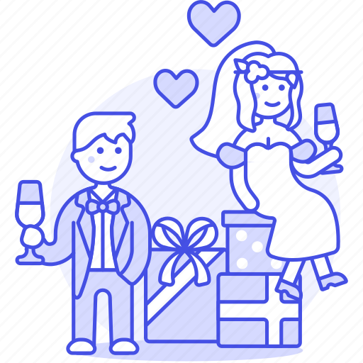Bride, celebration, couple, gifts, groom, marriage, party icon - Download on Iconfinder