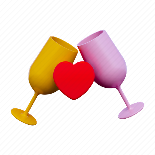 .png, glass, love, romance, wedding, heart, valentine 3D illustration - Download on Iconfinder
