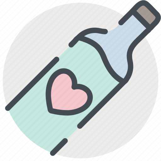 Bottle, date, heart, love, romance, valentines, wine icon - Download on Iconfinder
