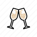champagne, clinking glasses, dating, glass, romantic, sparkling wine, valentine