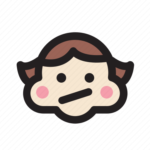 Annoyed, emoticon, face, girl, rosycheeks, worried icon - Download on Iconfinder