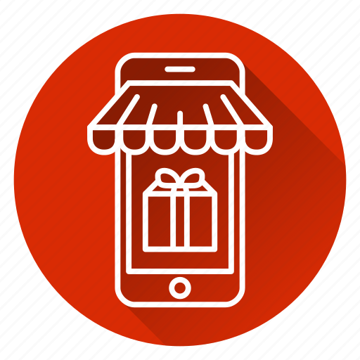 Commerce, gift, mobile, online store, phone, present, shop icon - Download on Iconfinder