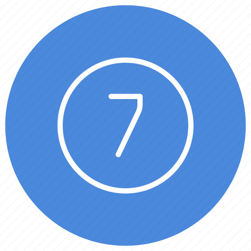 Blue, number, seven, white, circle, filled, round icon - Download on Iconfinder