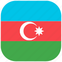 azerbaijan, country, flag, national, rounded, square